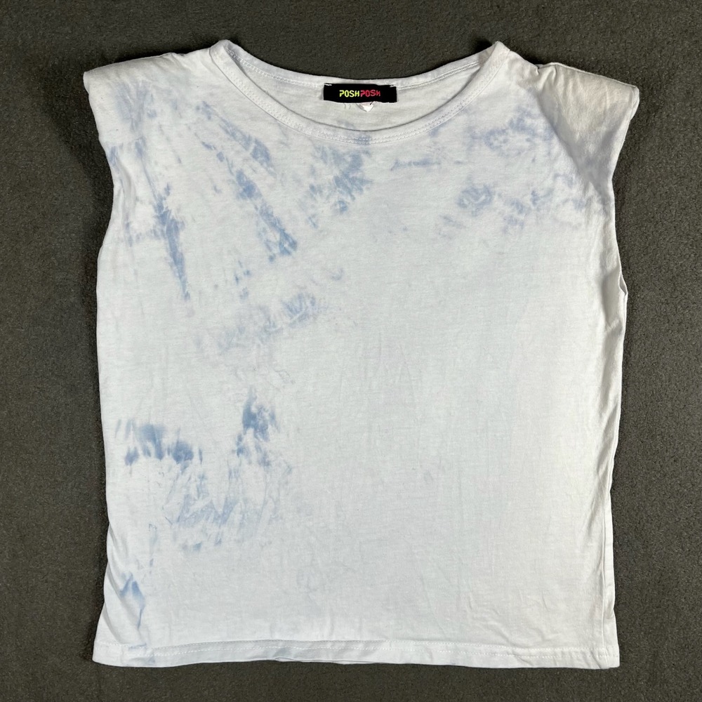 Vintage Posh Posh Tie-Dye Muscle Tee with Shoulder Pads M 90s Streetwear Grunge